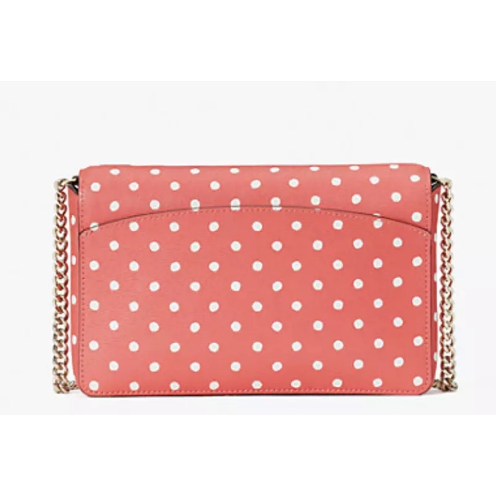 Kate Spade Spencer Dots Chain Wallet Chain Crossbody Clutch Peach Melba Multi - Picture 5 of 8